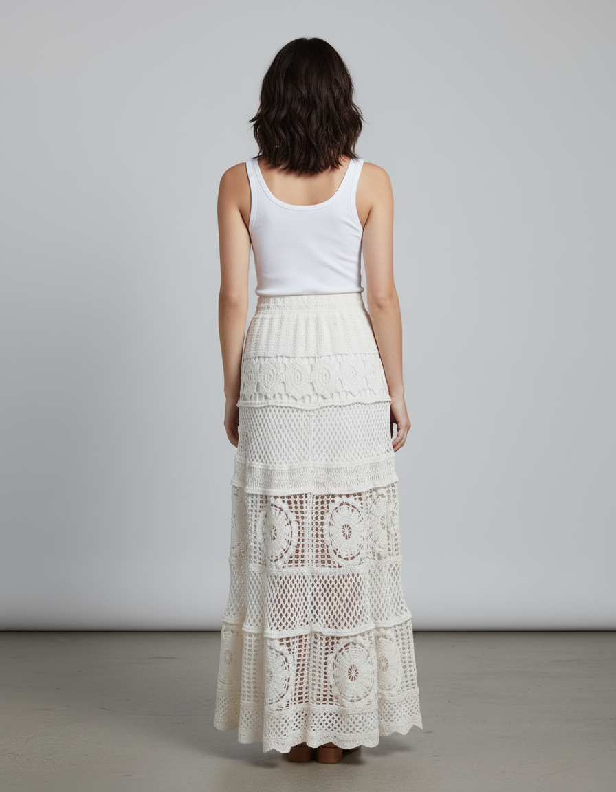 Jupe Longue Crochet Florale Bohème