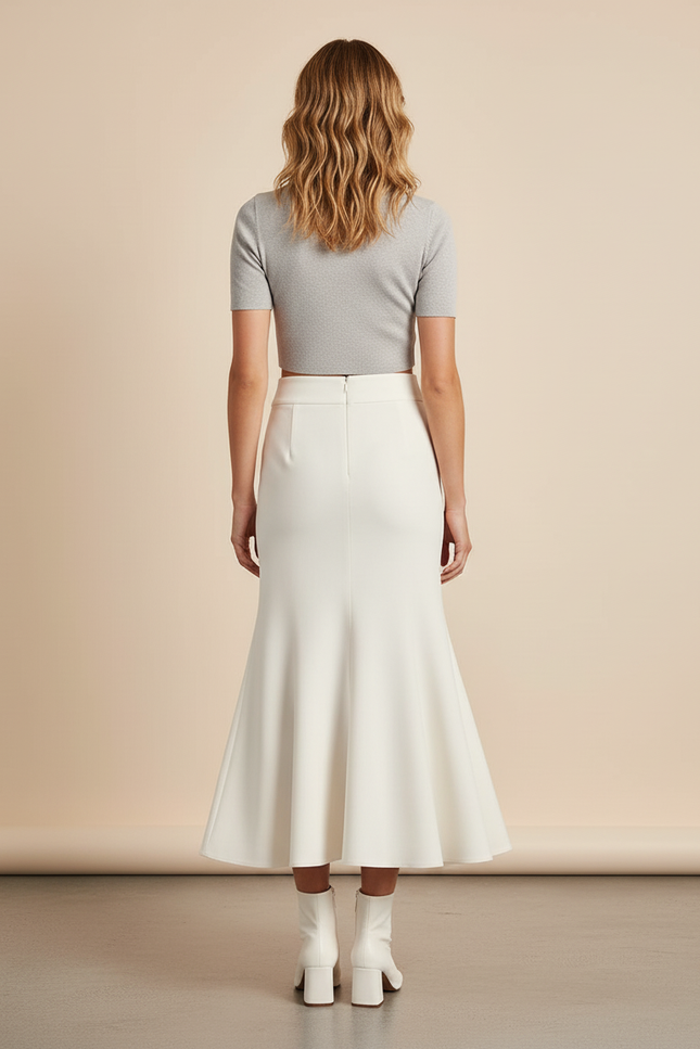 Jupe Longue Écru Sirène Élégante