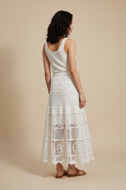 Jupe Longue Dentelle Ajourée Bohème