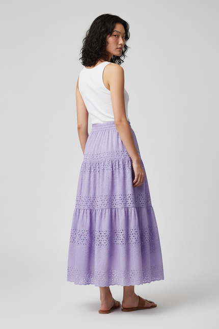 Jupe Longue Lila Broderie Anglaise Élégante