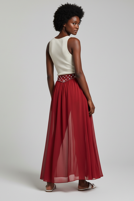 Jupe Longue Rouge Fendue