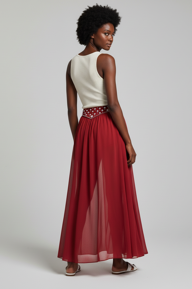 Jupe Longue Rouge Fendue