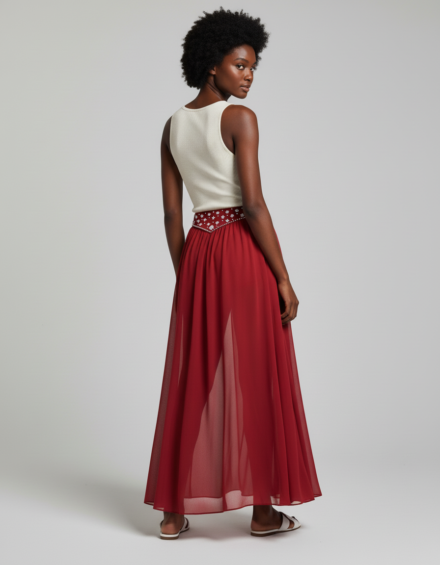 Jupe Longue Rouge Fendue