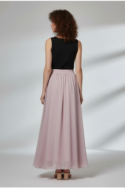 Jupe Longue Rose Poudré Fluide Élégante