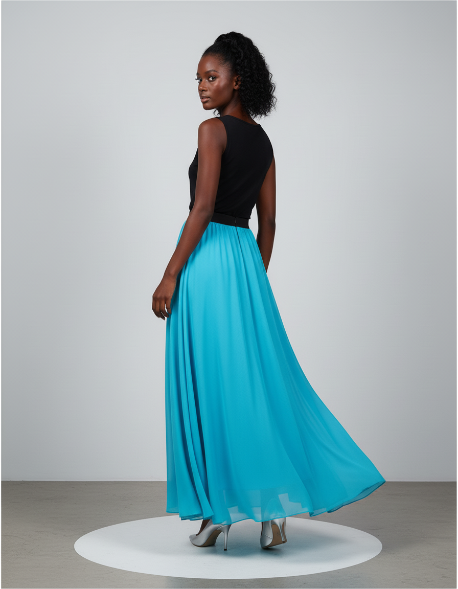 Jupe Longue Turquoise Fluide Chic