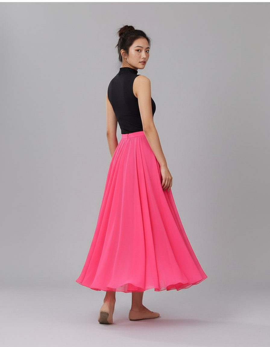 Jupe Longue Rose Fluide Élégante