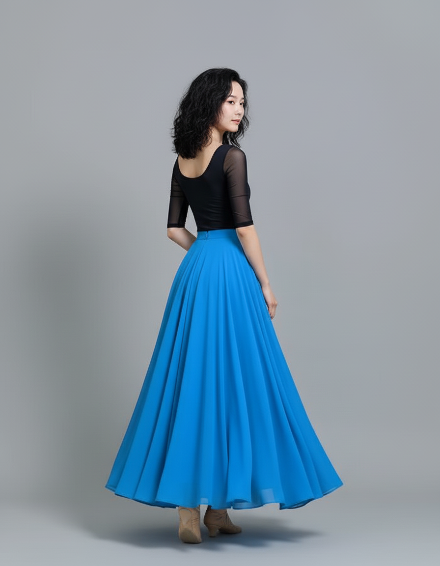 Jupe Longue Bleue Chiffon Fluide Chic