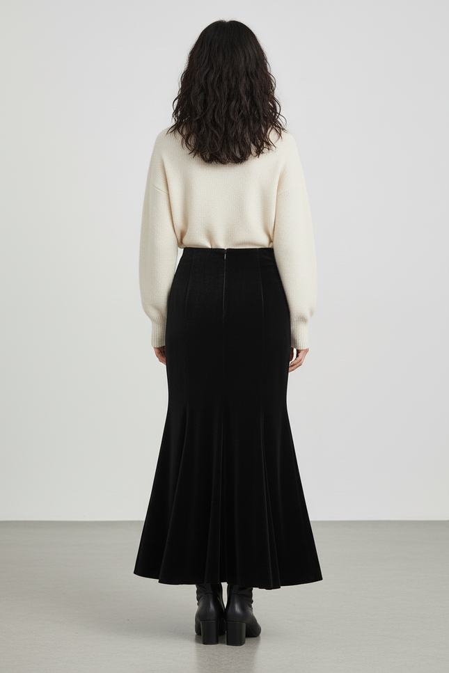 Jupe Longue Velours Sirène Chic