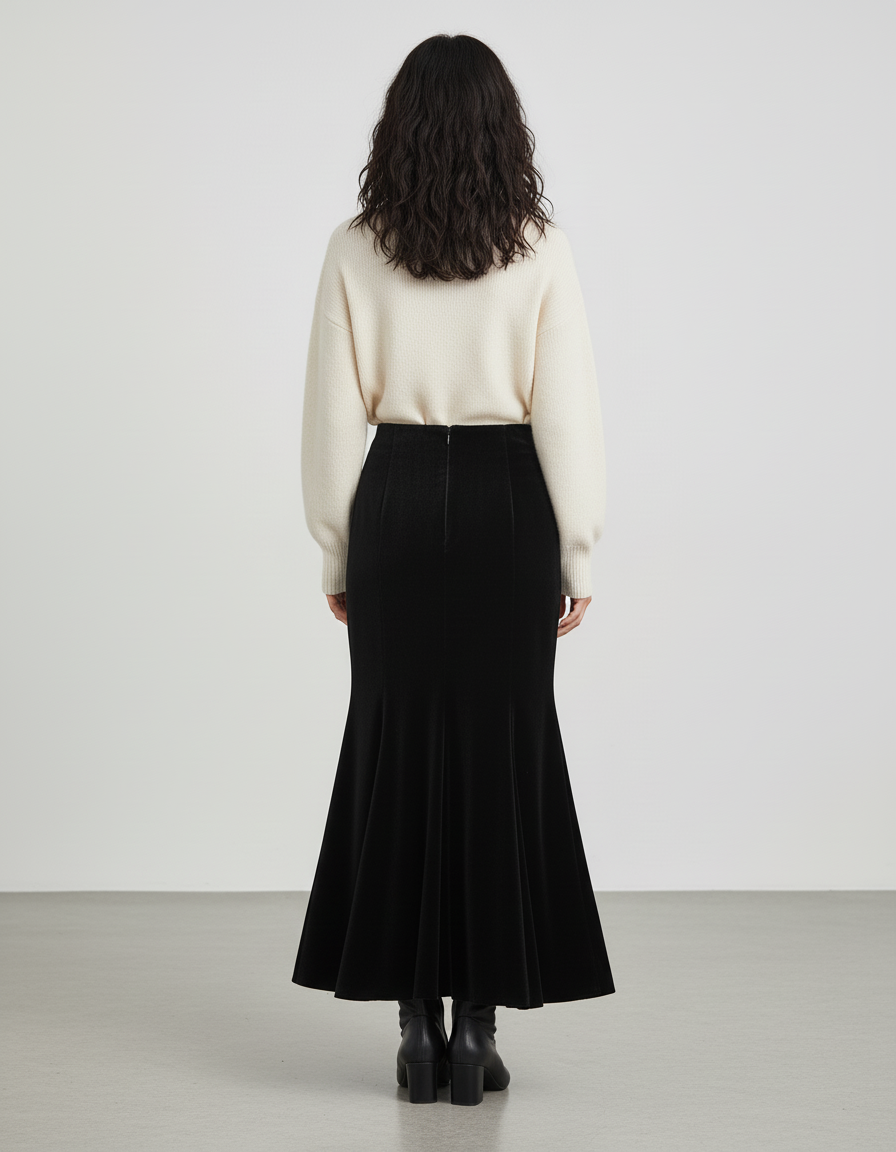 Jupe Longue Velours Sirène Chic