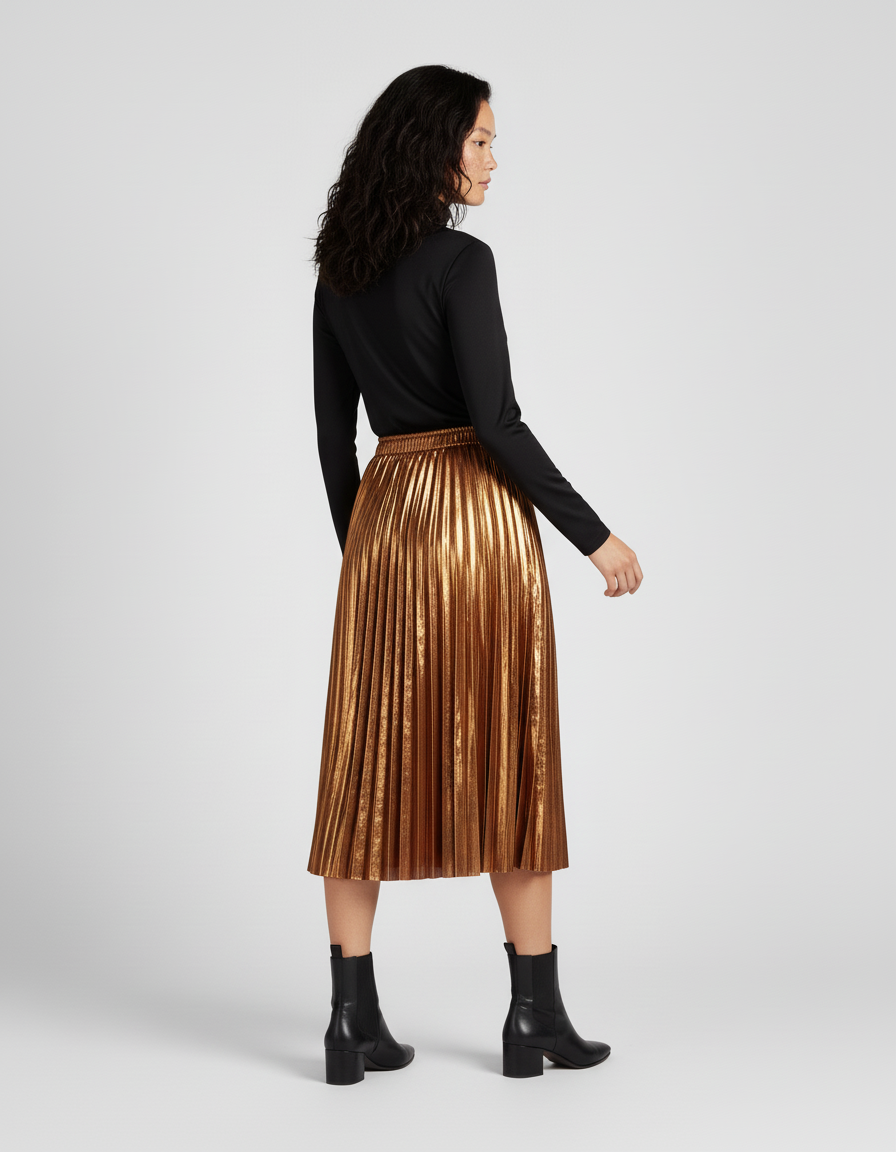 Jupe Longue Dorée Plissée Élégante