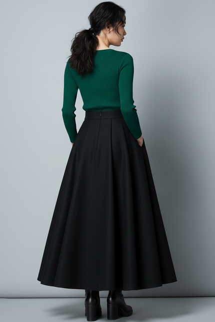 Jupe Longue Laine Noire