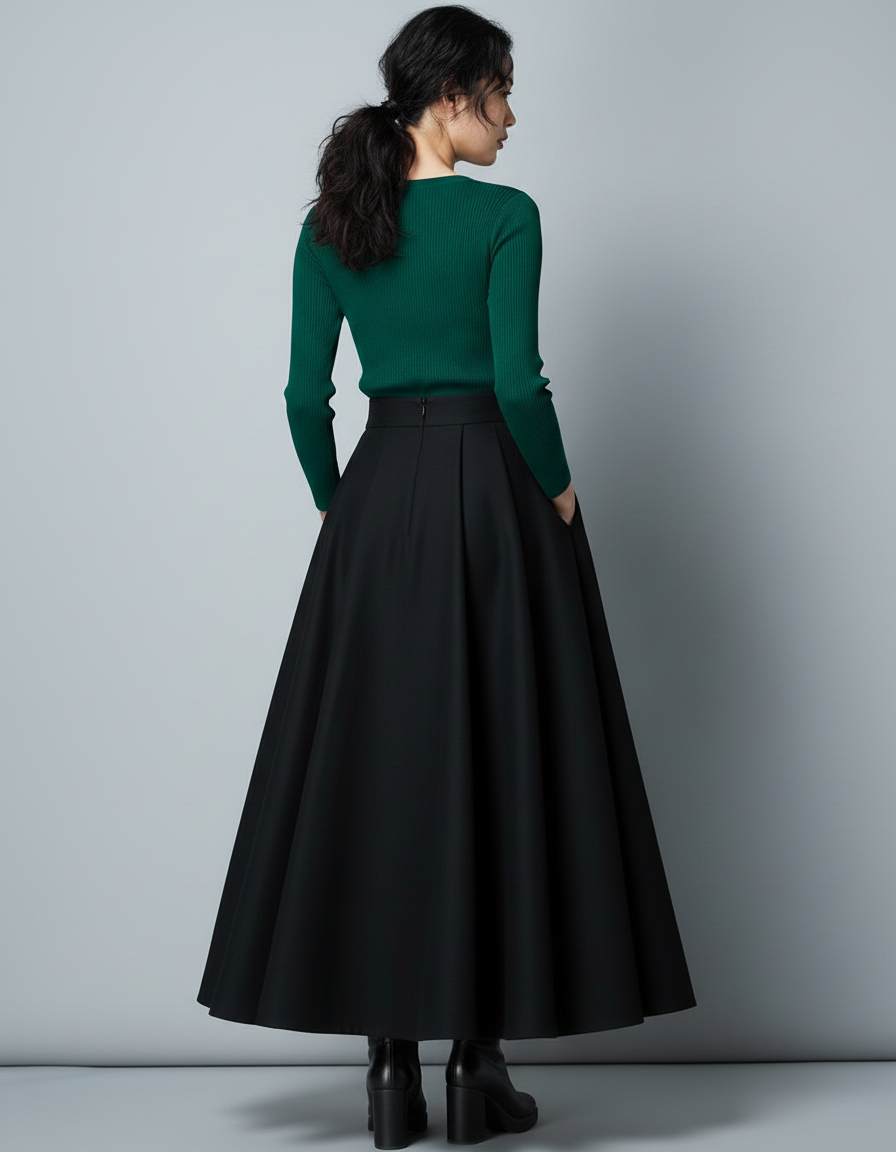 Jupe Longue Laine Noire