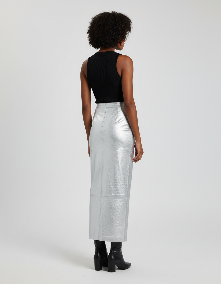 Jupe Longue Métallisée Slim Chic