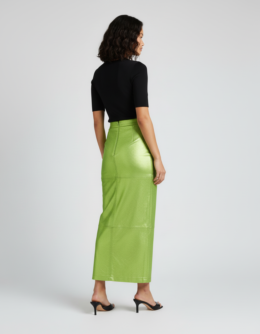 Jupe Longue Slim Métallisée Chic