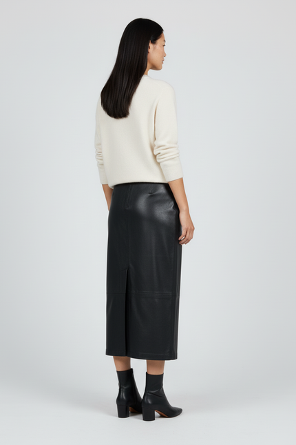 Jupe Longue Noire Similicuir Chic