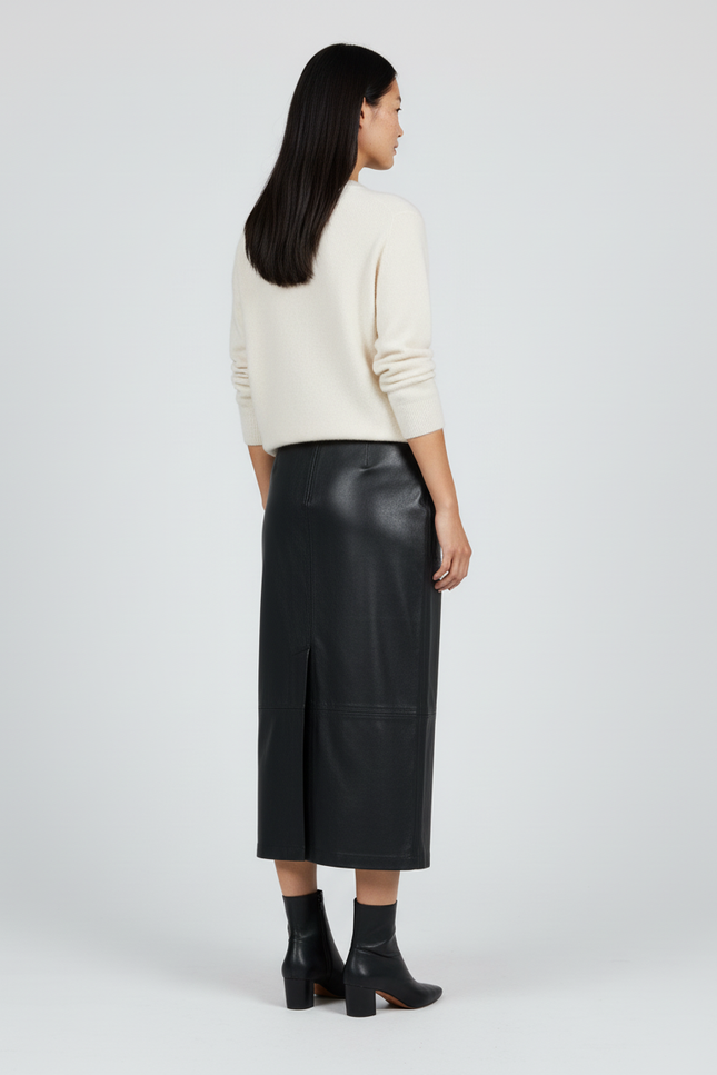 Jupe Longue Noire Similicuir Chic