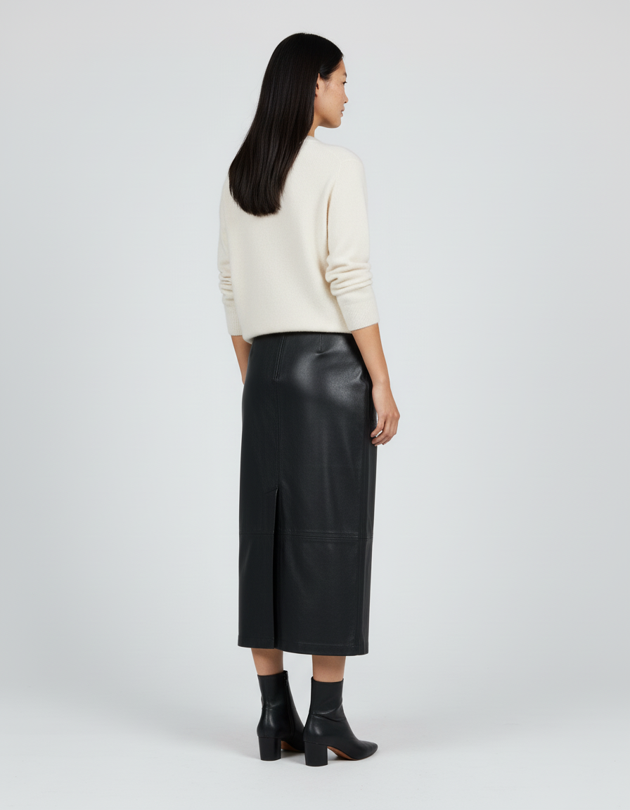 Jupe Longue Noire Similicuir Chic