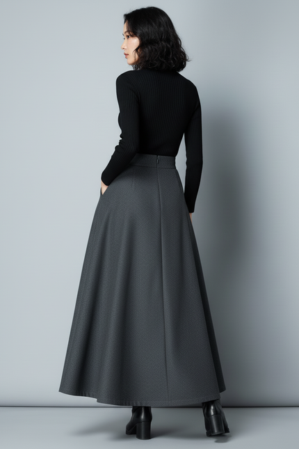 Jupe Longue Laine Grise