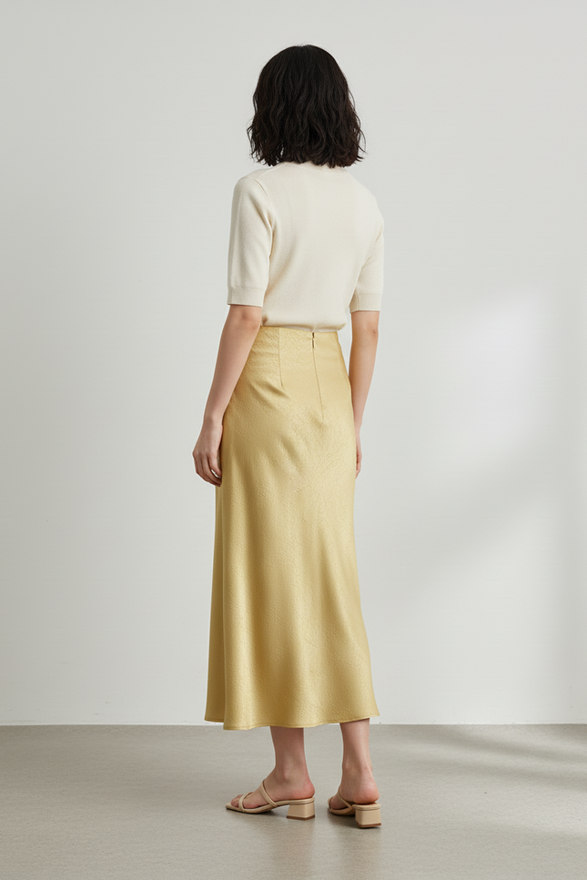 Jupe Longue Jaune Satinée Élégante