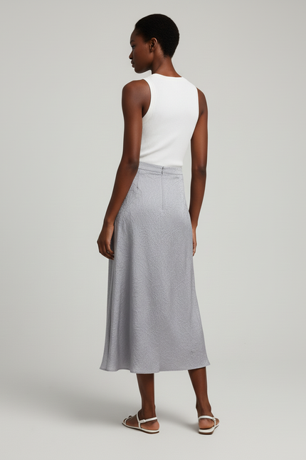 Jupe Longue Satin Froissé Fendue Chic