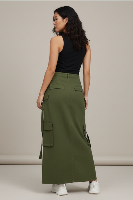 Jupe Longue Cargo Kaki