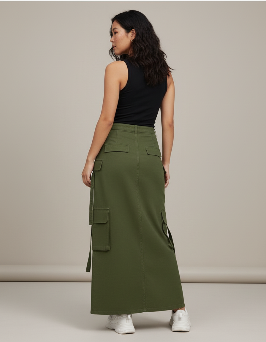 Jupe Longue Cargo Kaki
