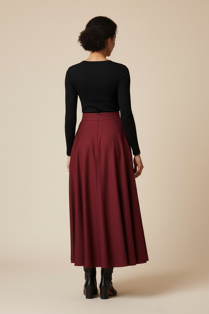 Jupe Longue Rouge Bordeaux