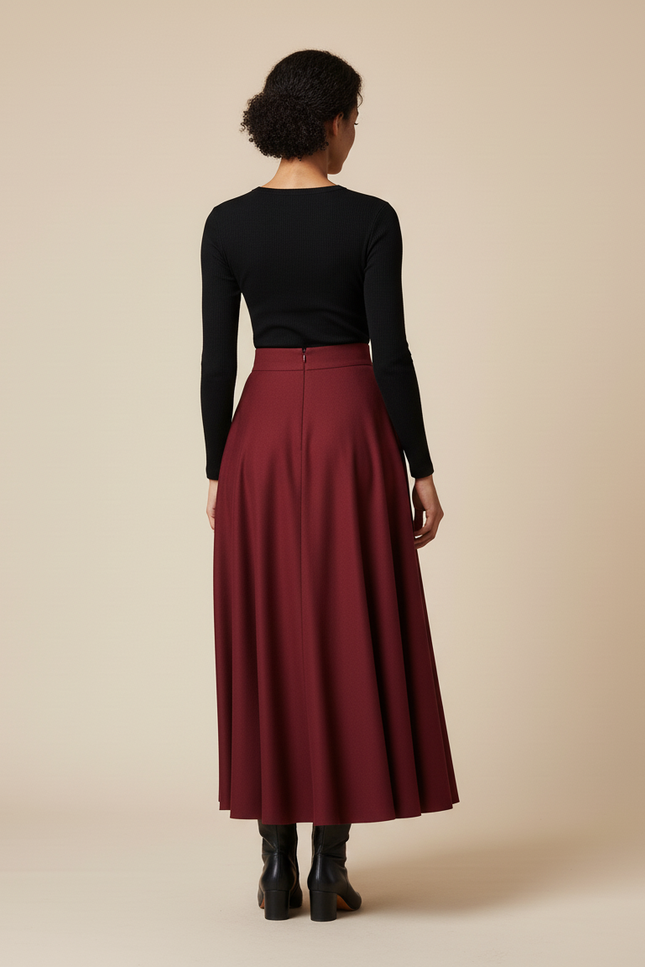 Jupe Longue Rouge Bordeaux