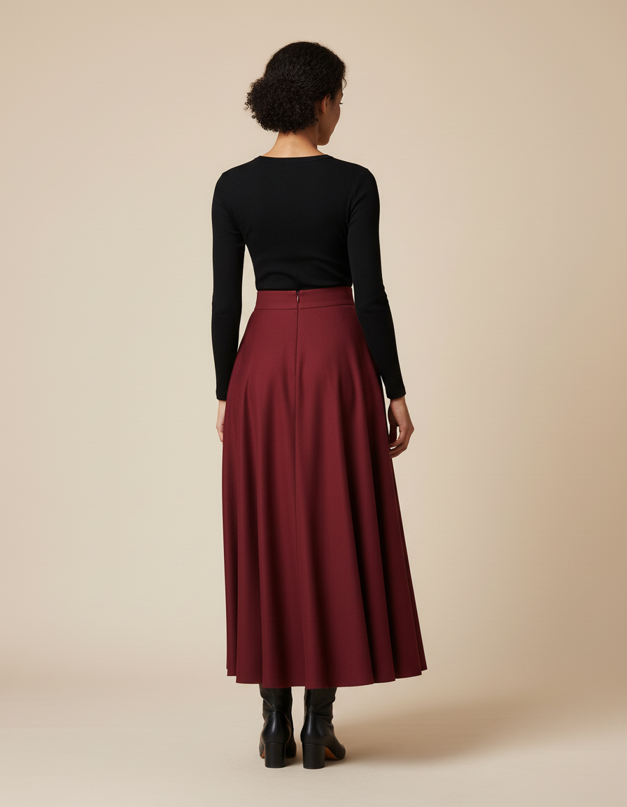 Jupe Longue Rouge Bordeaux