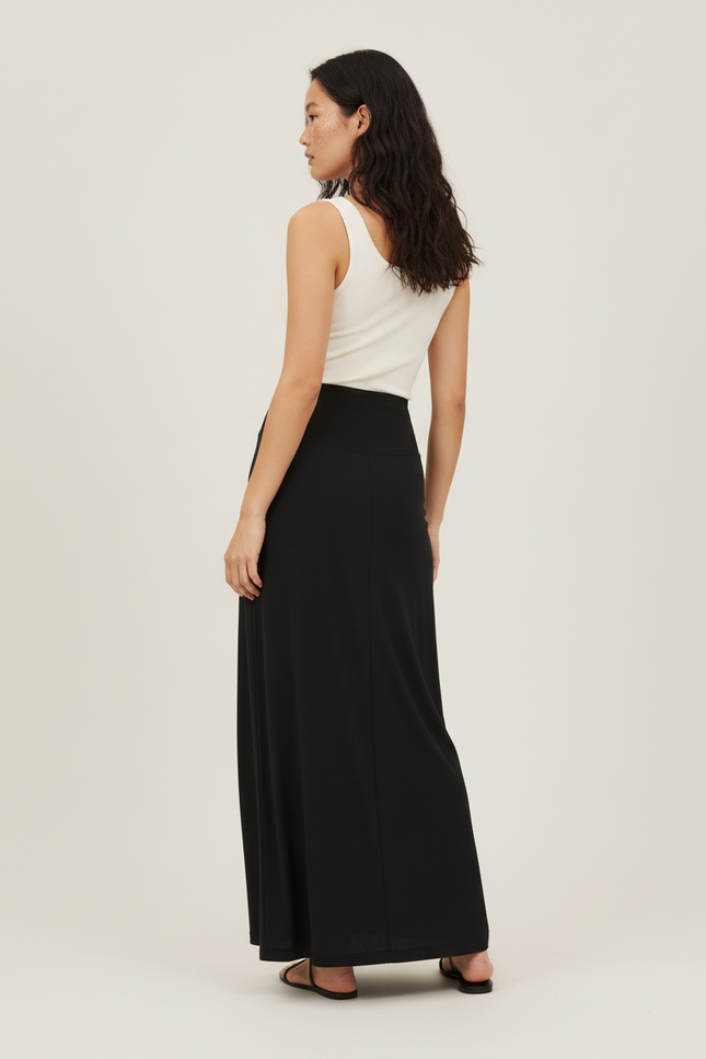 Jupe Longue Noire Fluide Chic Élégante