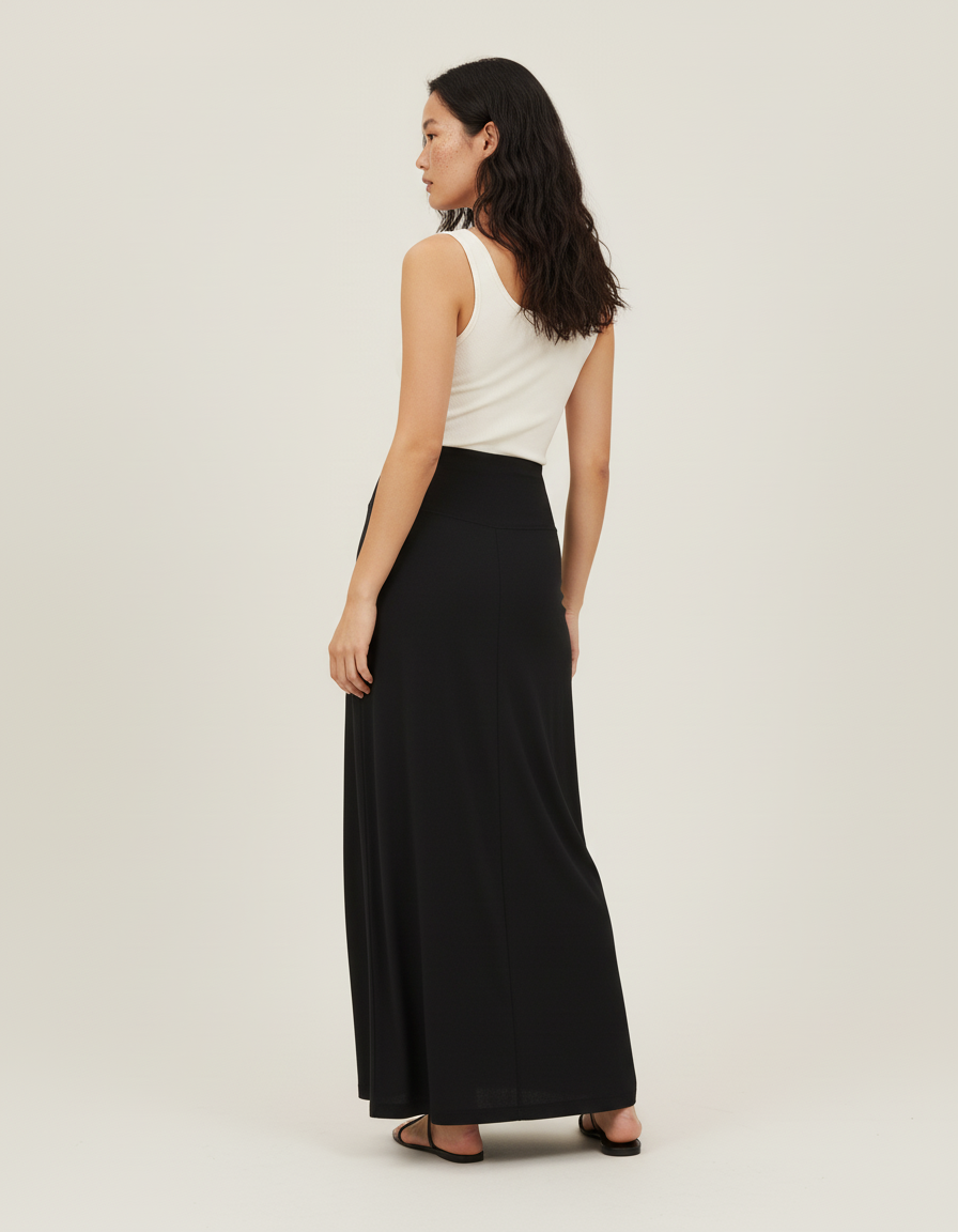 Jupe Longue Noire Fluide Chic Élégante