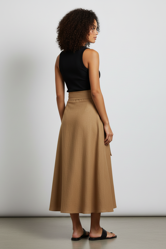 Jupe Longue Marrone Évasée Fluide