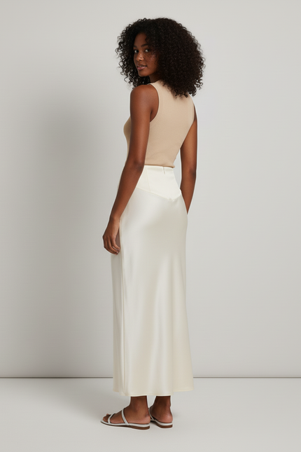Jupe Longue Ivoire Satinée Élégante Chic