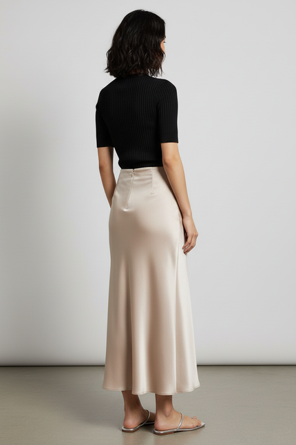 Jupe Longue Satinée Fluide Élégante Femme Tendance