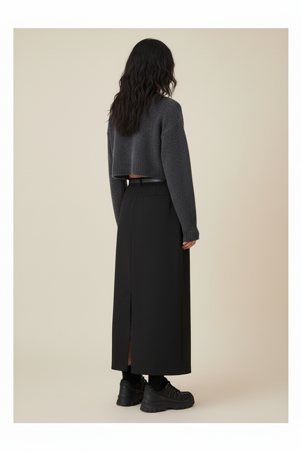 Jupe Longue Droite Noire Chic