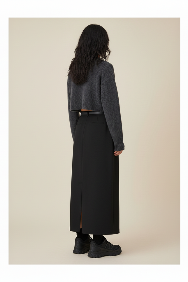 Jupe Longue Droite Noire Chic