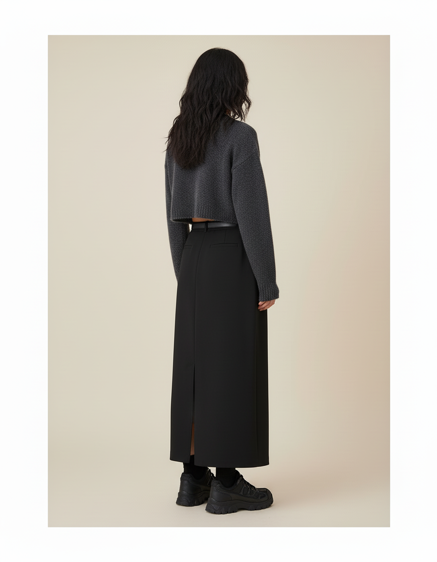 Jupe Longue Droite Noire Chic