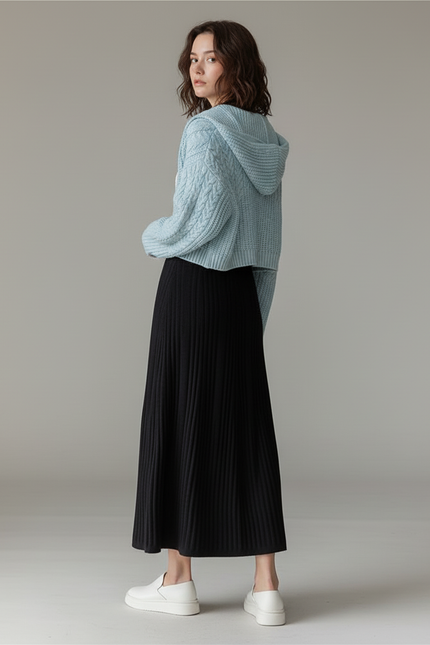 Jupe Longue Noire Plissée Chic Tendance