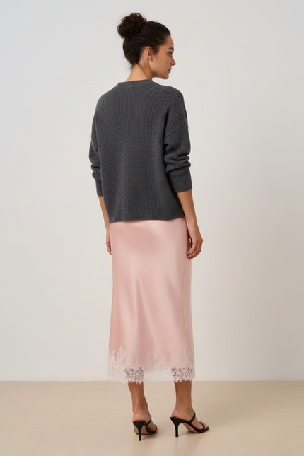 Jupe Longue Satin Dentelle