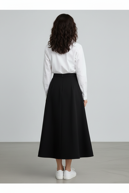 Jupe Longue Noire Évasée Chic Élégante