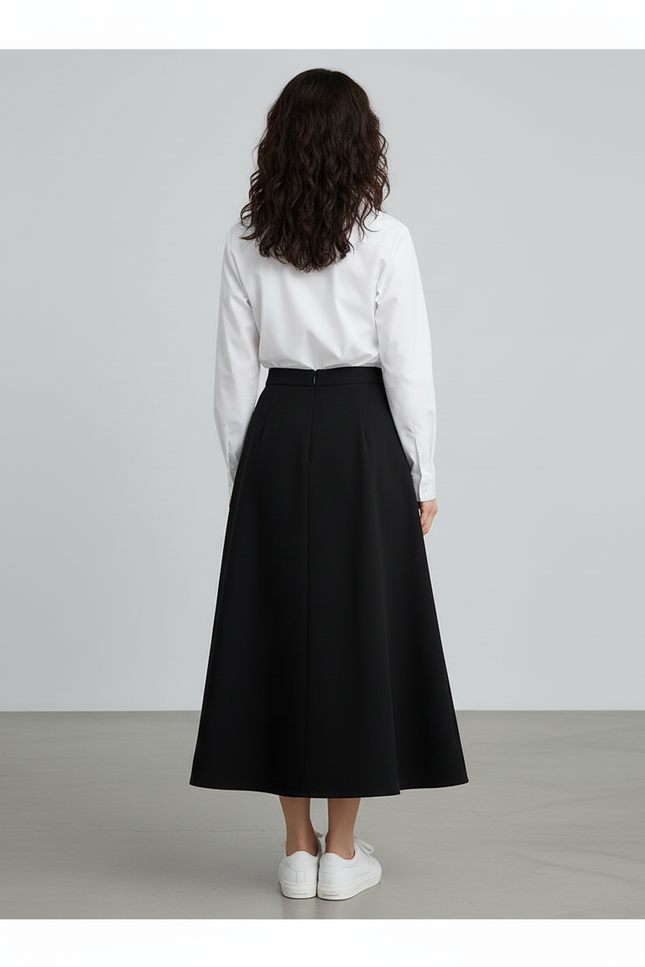 Jupe Longue Noire Évasée Chic Élégante
