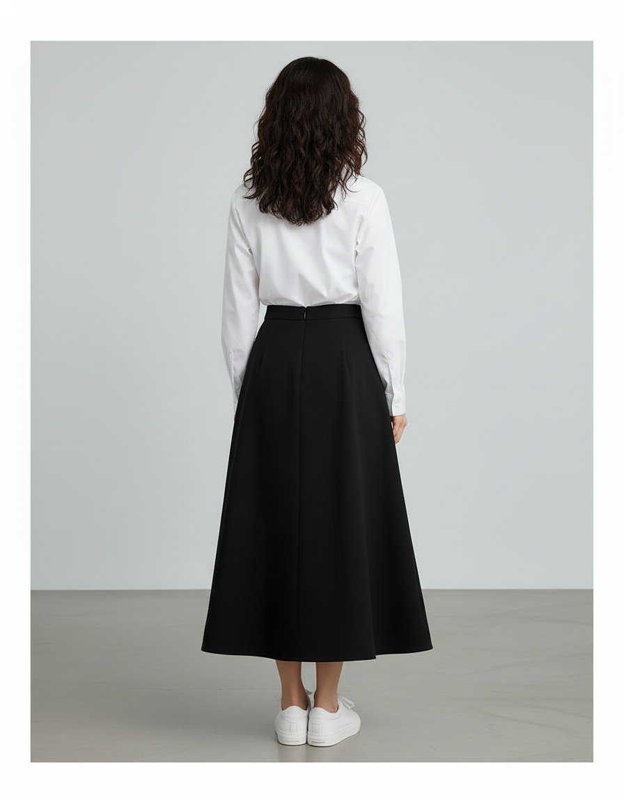 Jupe Longue Noire Évasée Chic Élégante