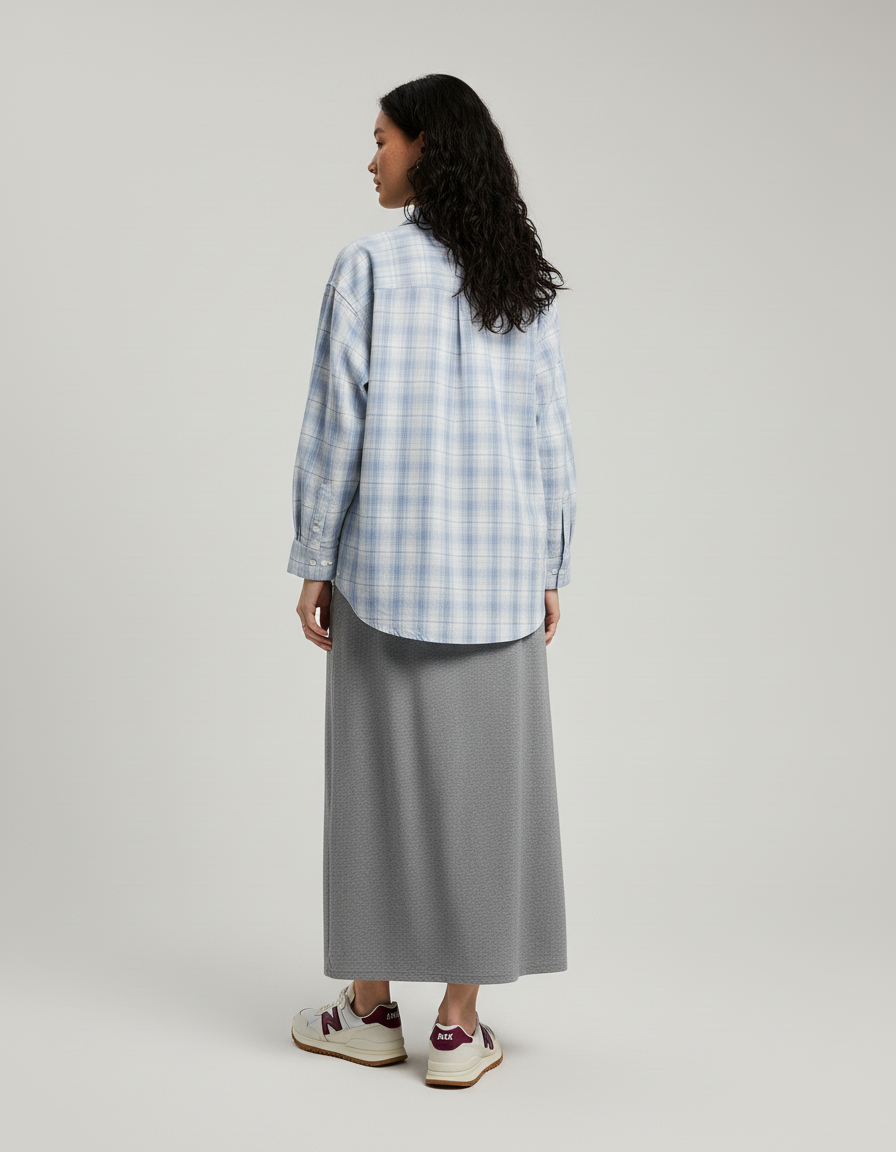 Jupe Longue Grise Fluide