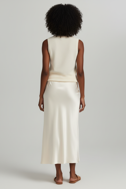 Jupe Longue Satinée Fluide Élégante Tendance