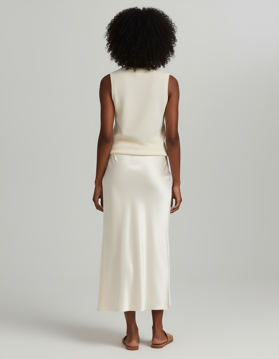 Jupe Longue Satinée Fluide Élégante Tendance