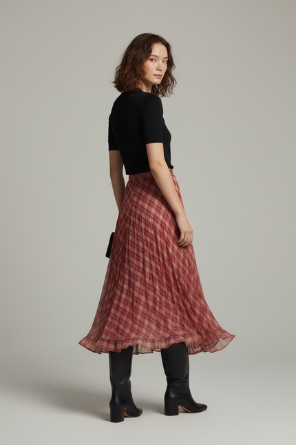 Jupe Longue Vichy Rouge