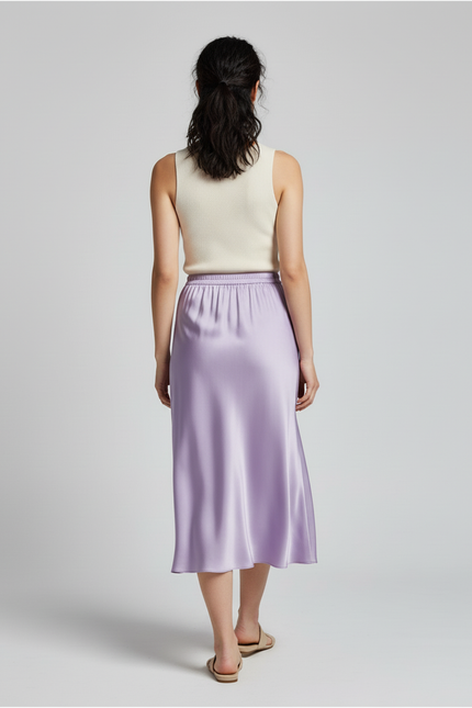 Jupe Longue Soie Lavande Fluide