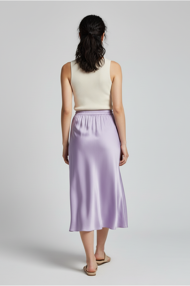 Jupe Longue Soie Lavande Fluide