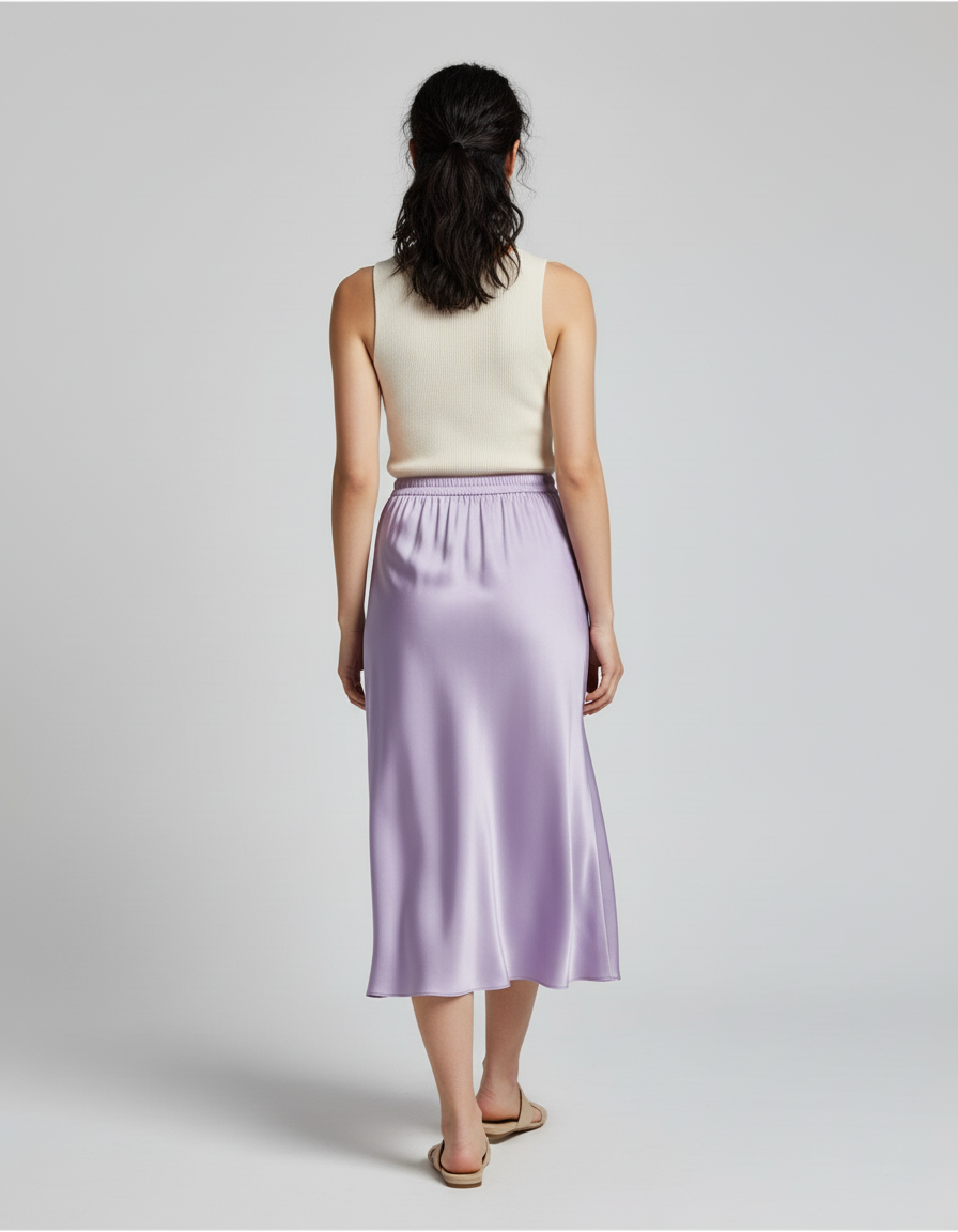 Jupe Longue Soie Lavande Fluide