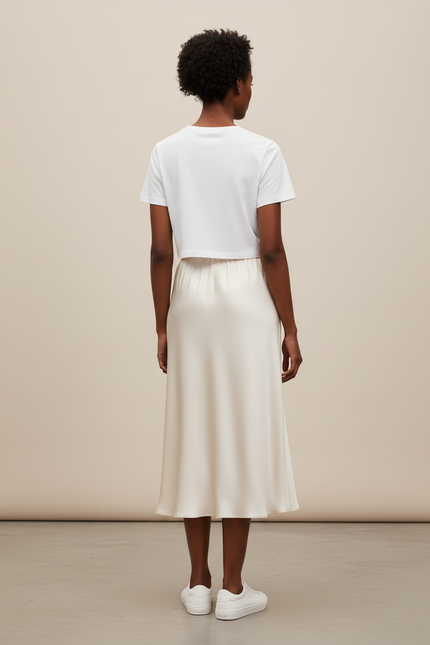 Jupe Longue Soie Crème Élégante